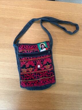 Handwoven Red & Black Embroidered Crossbody Bag